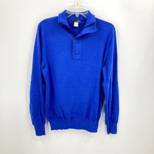 RLX Ralph Lauren Golf 1/4 Zip Sweater Blue Cotton Poly High Mock Neck Mens M